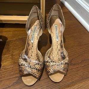 Manolo Blahnik Taupe Nude Snakeprint